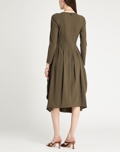 Woman Midi dress Military green Size 12 Nylon, Elastane