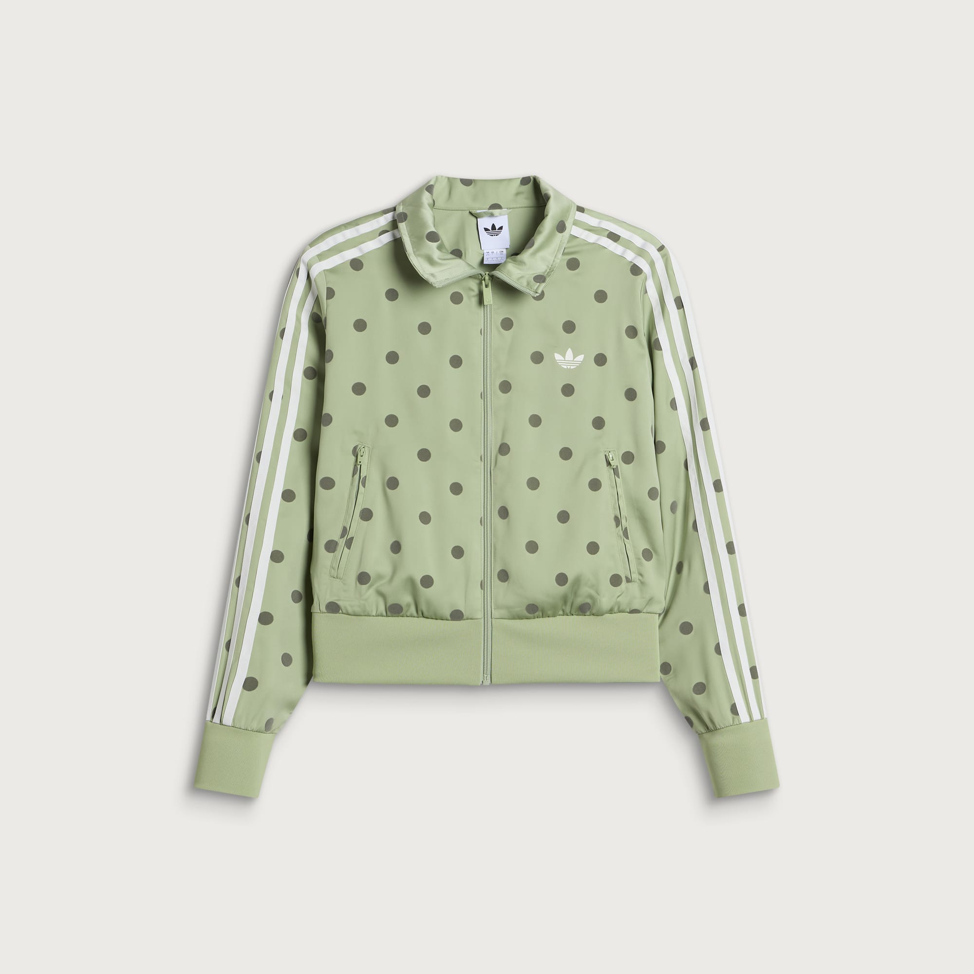 Women's Satin Polka Dots Track Top in Magic Lime