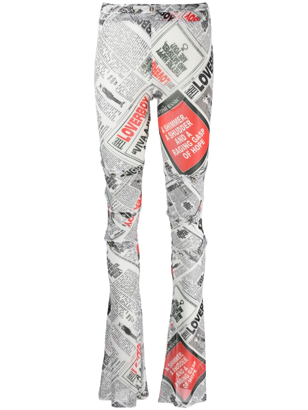 Newspaper-print skinny trousers - Black