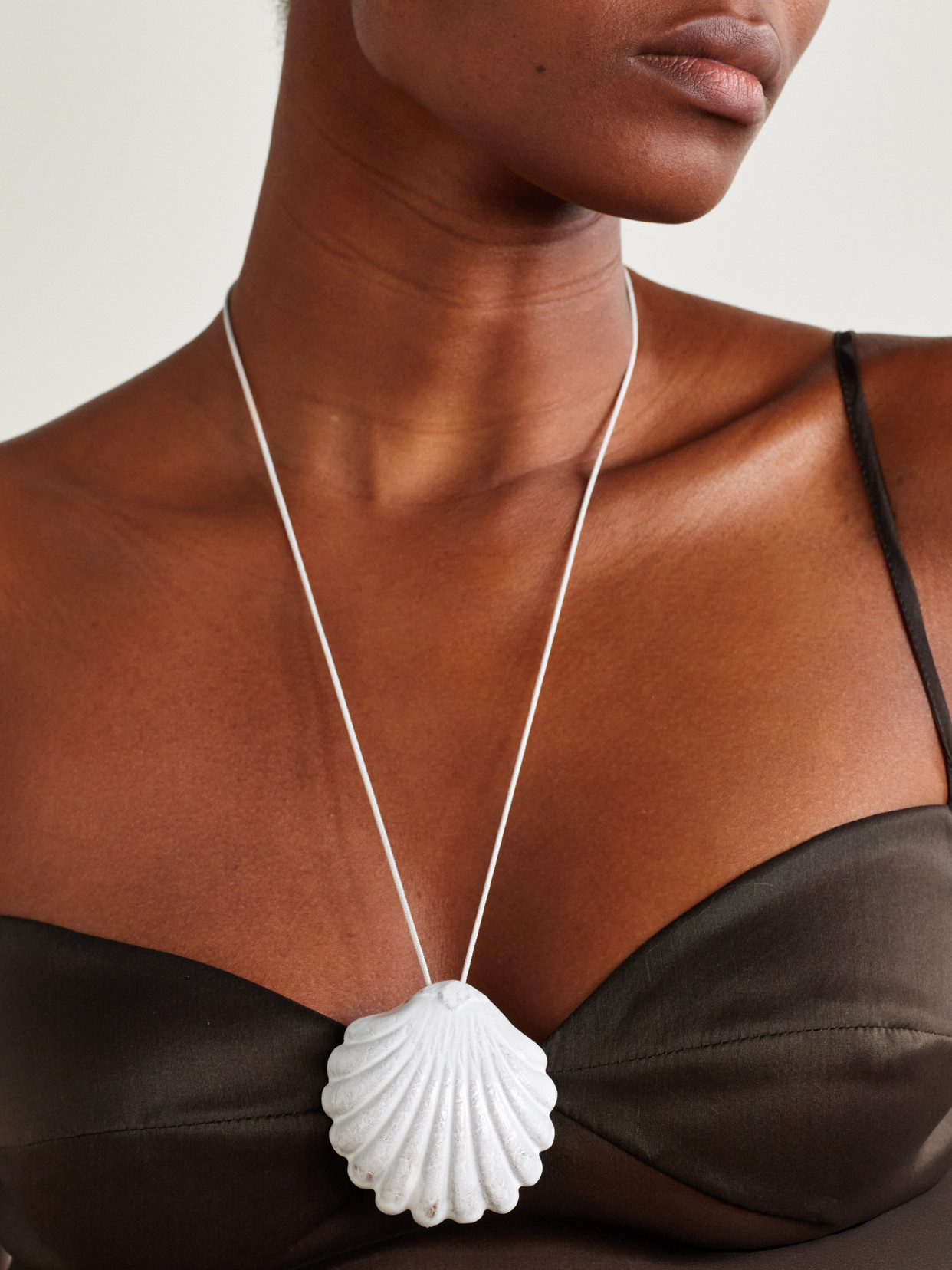 Venus Ceramic And Cord Necklace - White