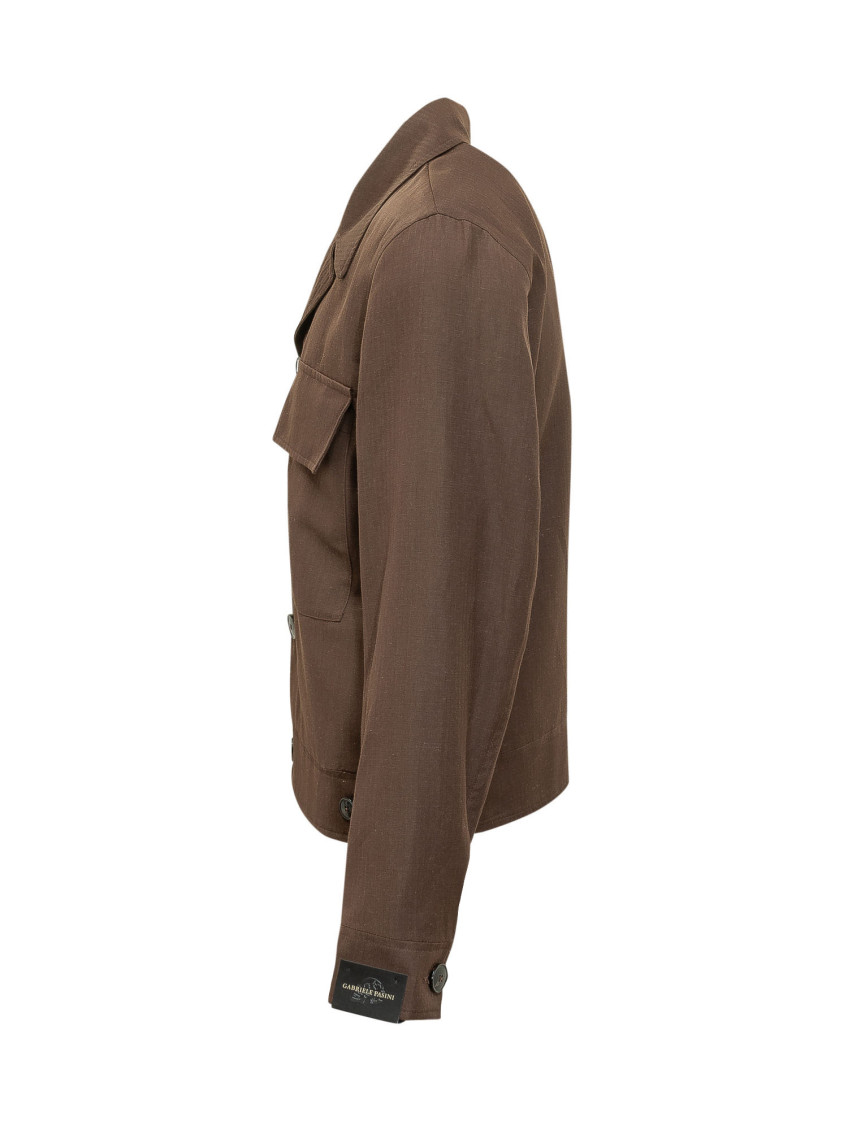Brown Solid Shirt Collar Jacket