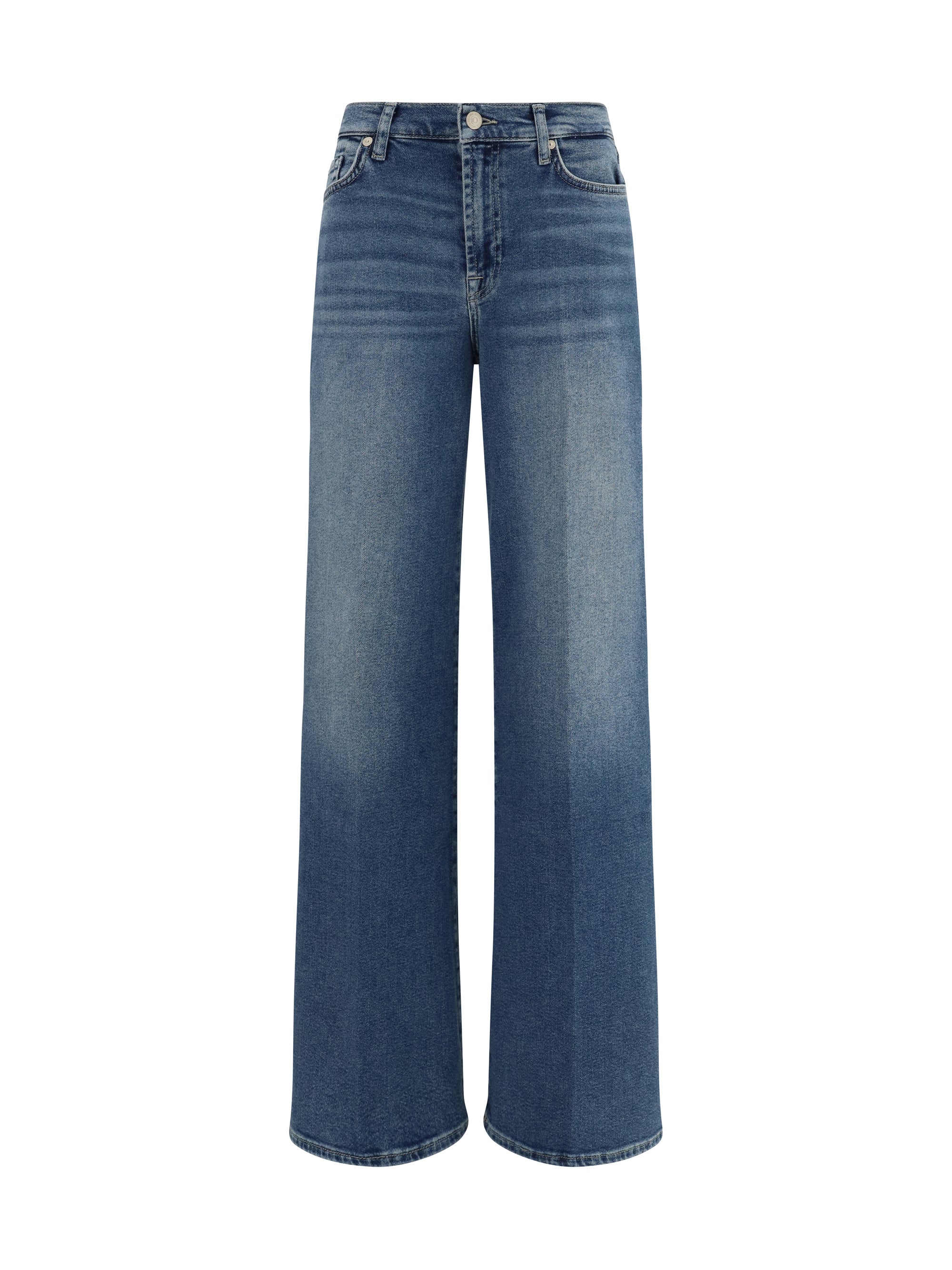 High-Stretch Flared Denim Jeans — Blue