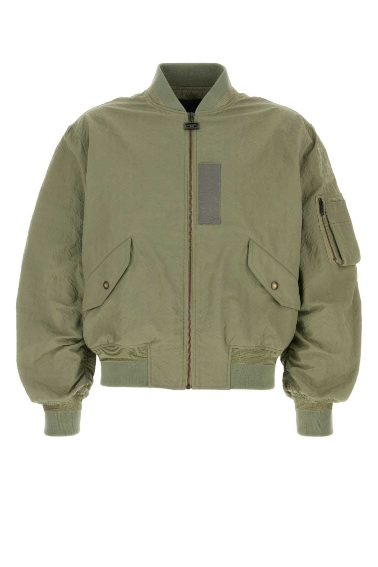 Sage Green Tech Fabric Bomber Jacket
