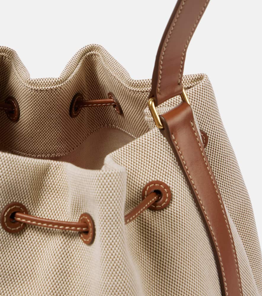 Logo leather-trimmed bucket bag