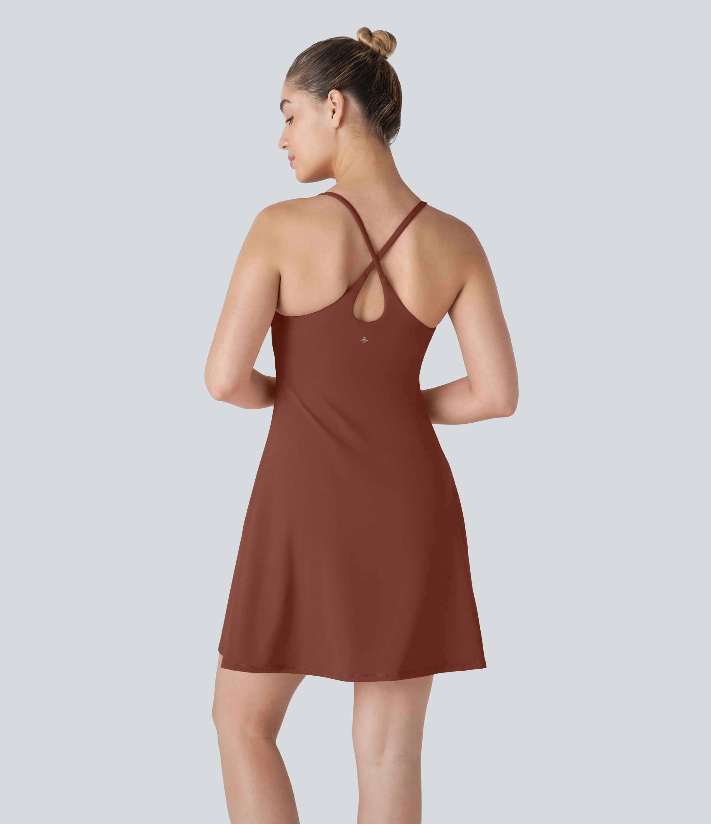 SoftlyZero™ Plush Backless Active Dress-Longer Length-Easy Peezy Edition Workout Dress - Sequoia