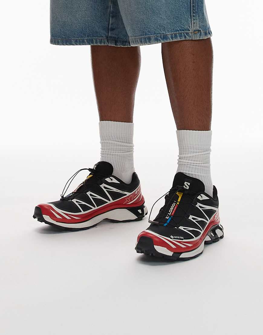XT-6 GTX trainers in black and flame scarlet and vanilla ice