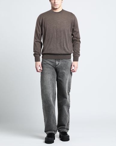 Man Sweater Taupe Size 38 Virgin Wool
