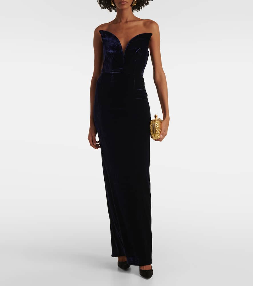 Strapless velvet gown
