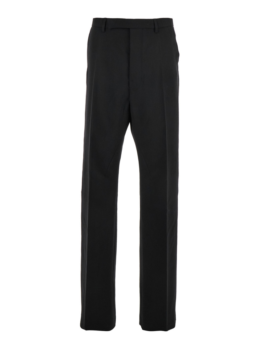 Geth Black Tailored Trousers With Belt Loops In Wool Man