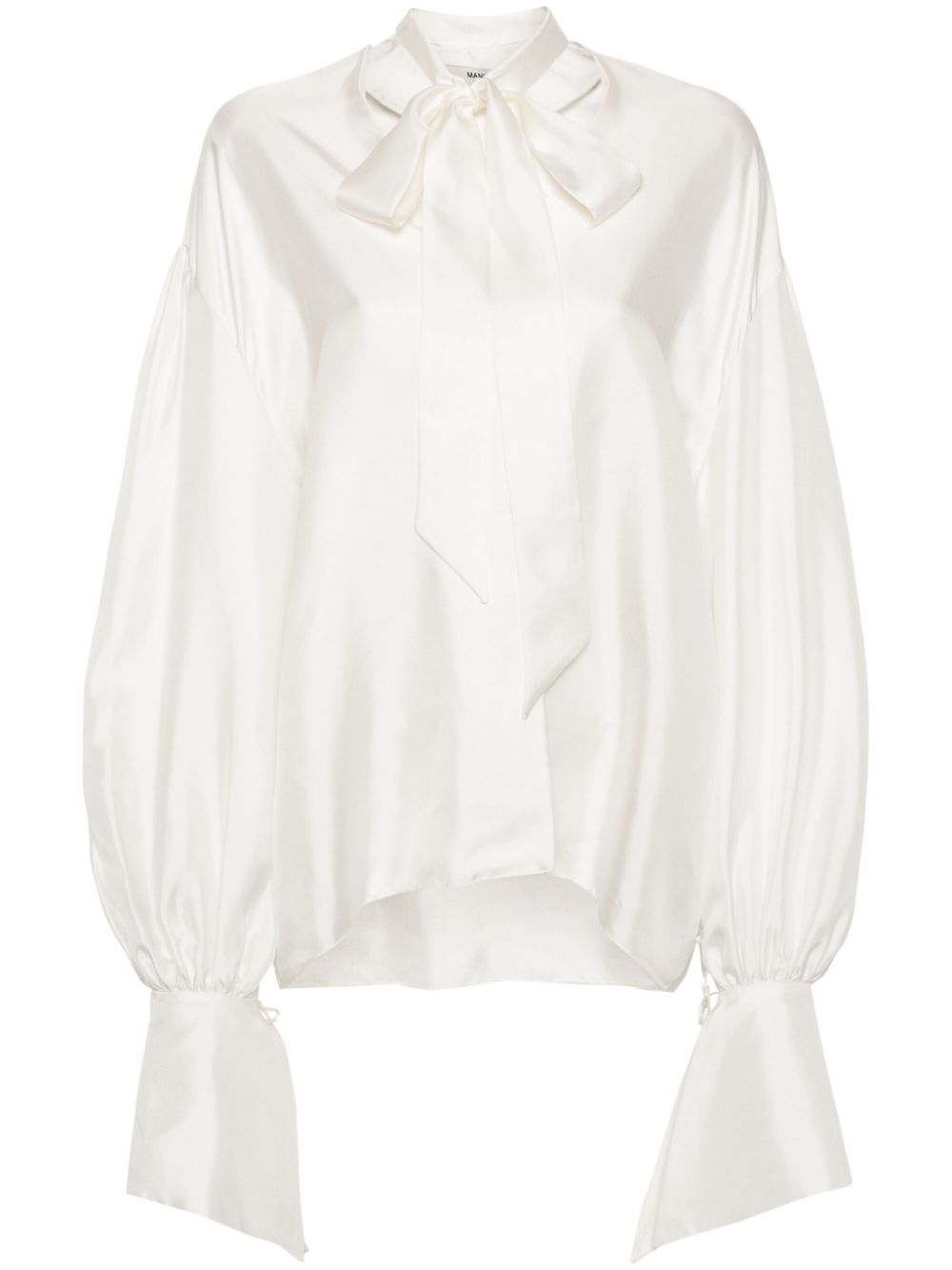 Gathered silk blouse - White