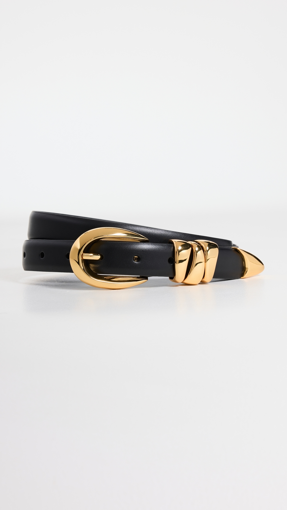 Triple Metal Keeper Gold Belt True Black with Gold Hardware