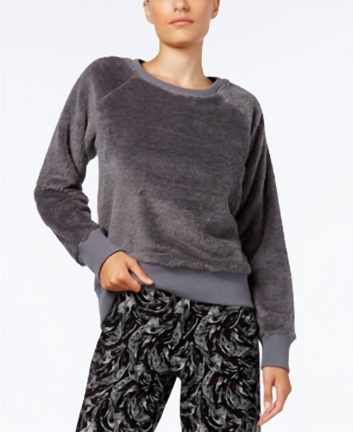 Fuzzy Pajama Top In Urban Gray