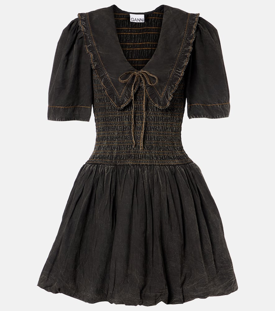 Bow-detail denim minidress