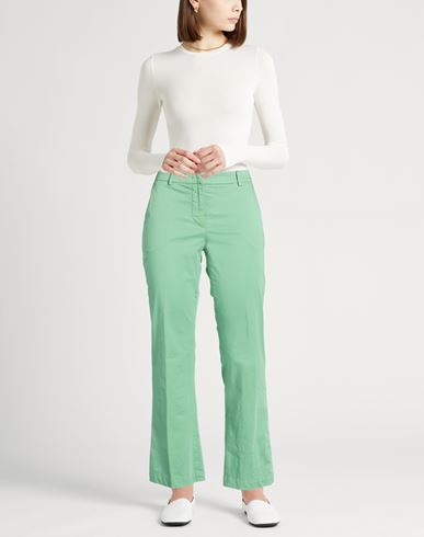 Woman Pants Green Size 4 Cotton, Elastane