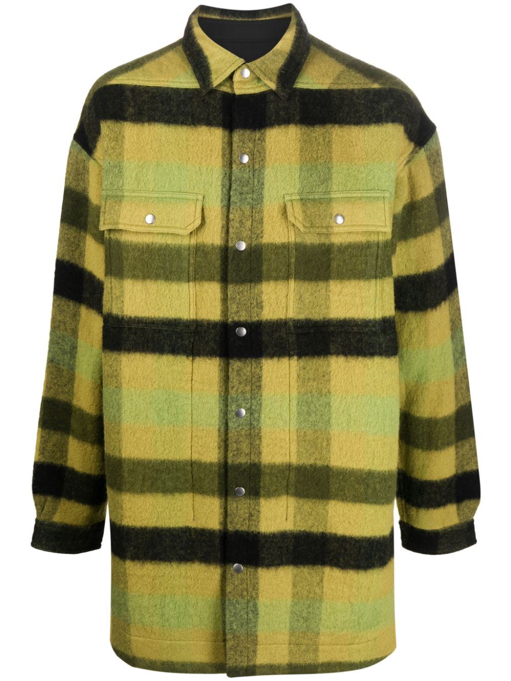 Plaid-check wool coat - Green