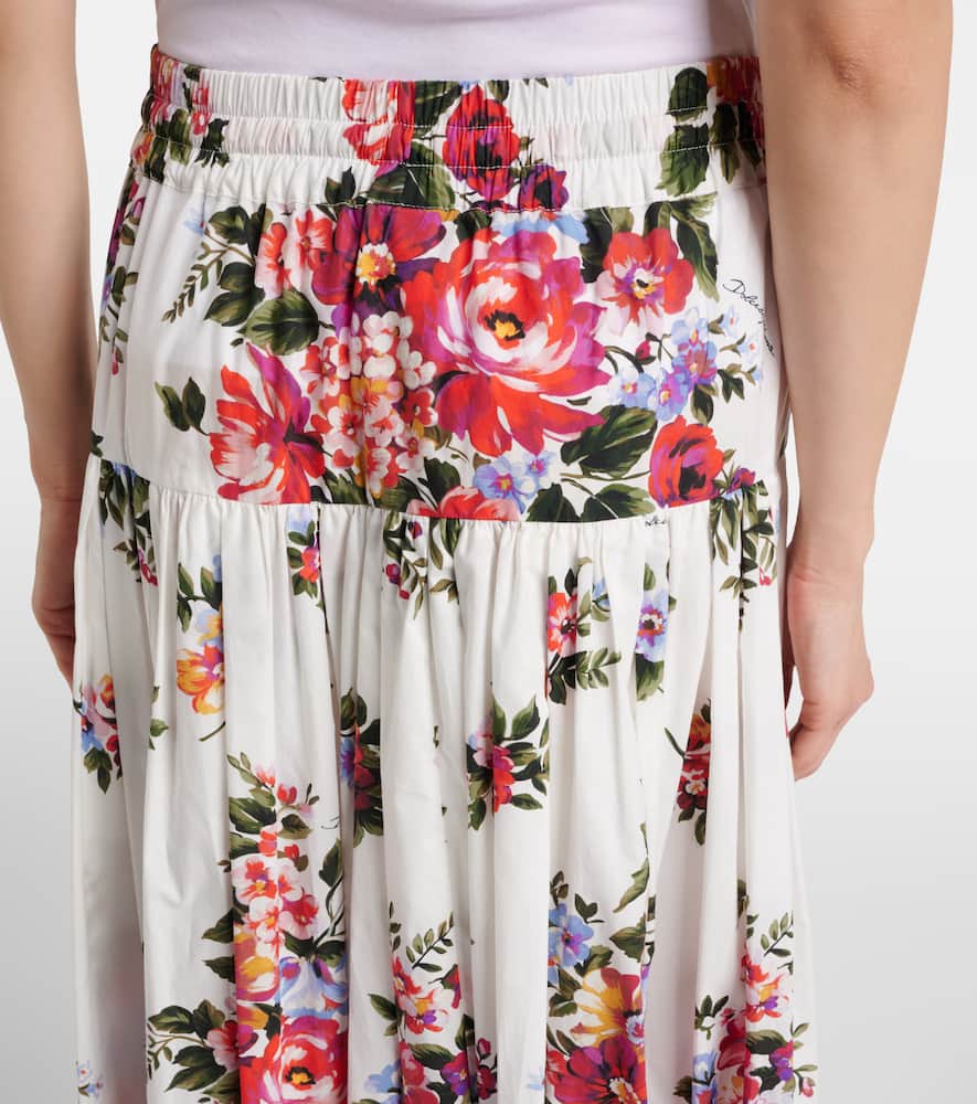 Floral cotton poplin maxi skirt