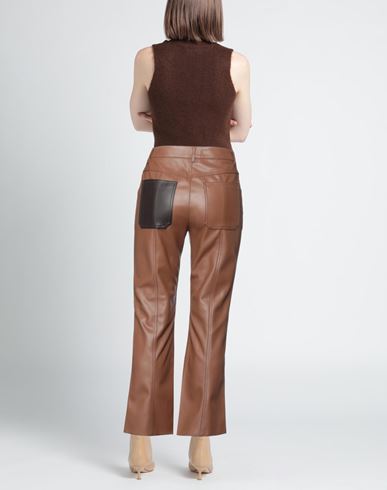 Woman Pants Brown Size 10 Polyurethane, Polyester