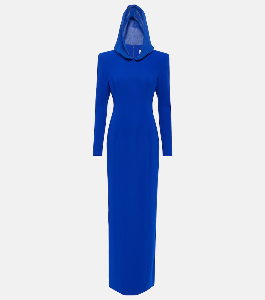 Hooded crêpe maxi dress