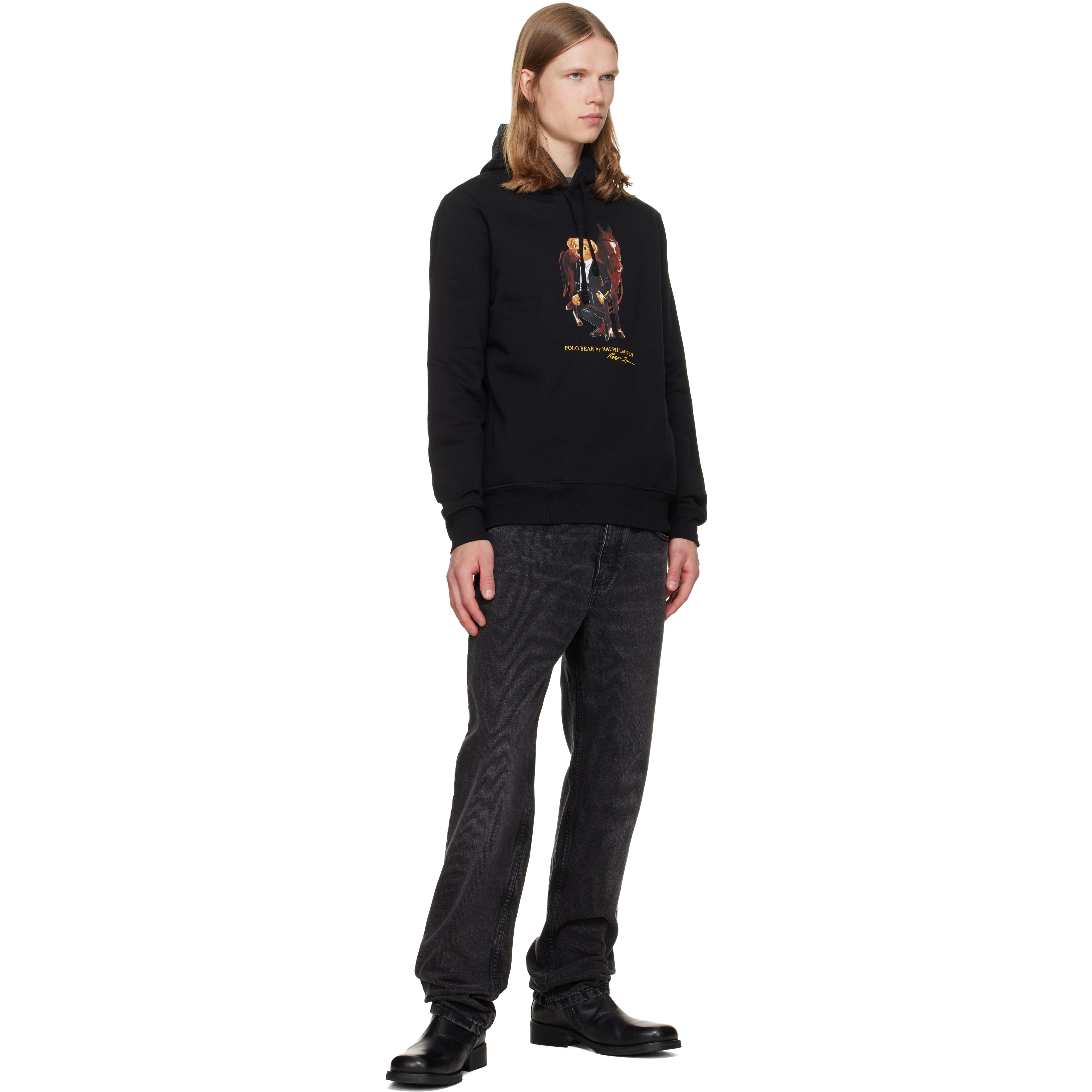 Black Polo Bear & Horse Hoodie