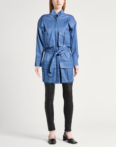 Woman Denim outerwear Blue Size XS Linen, Cotton, Elastane