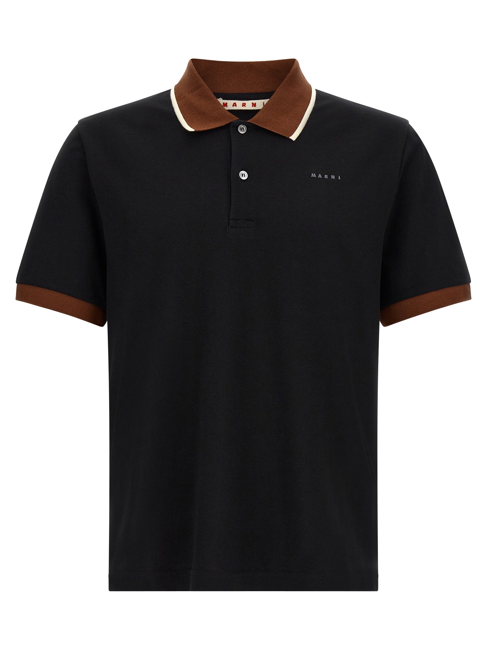 Contrasting Collar Polo Shirt — Black