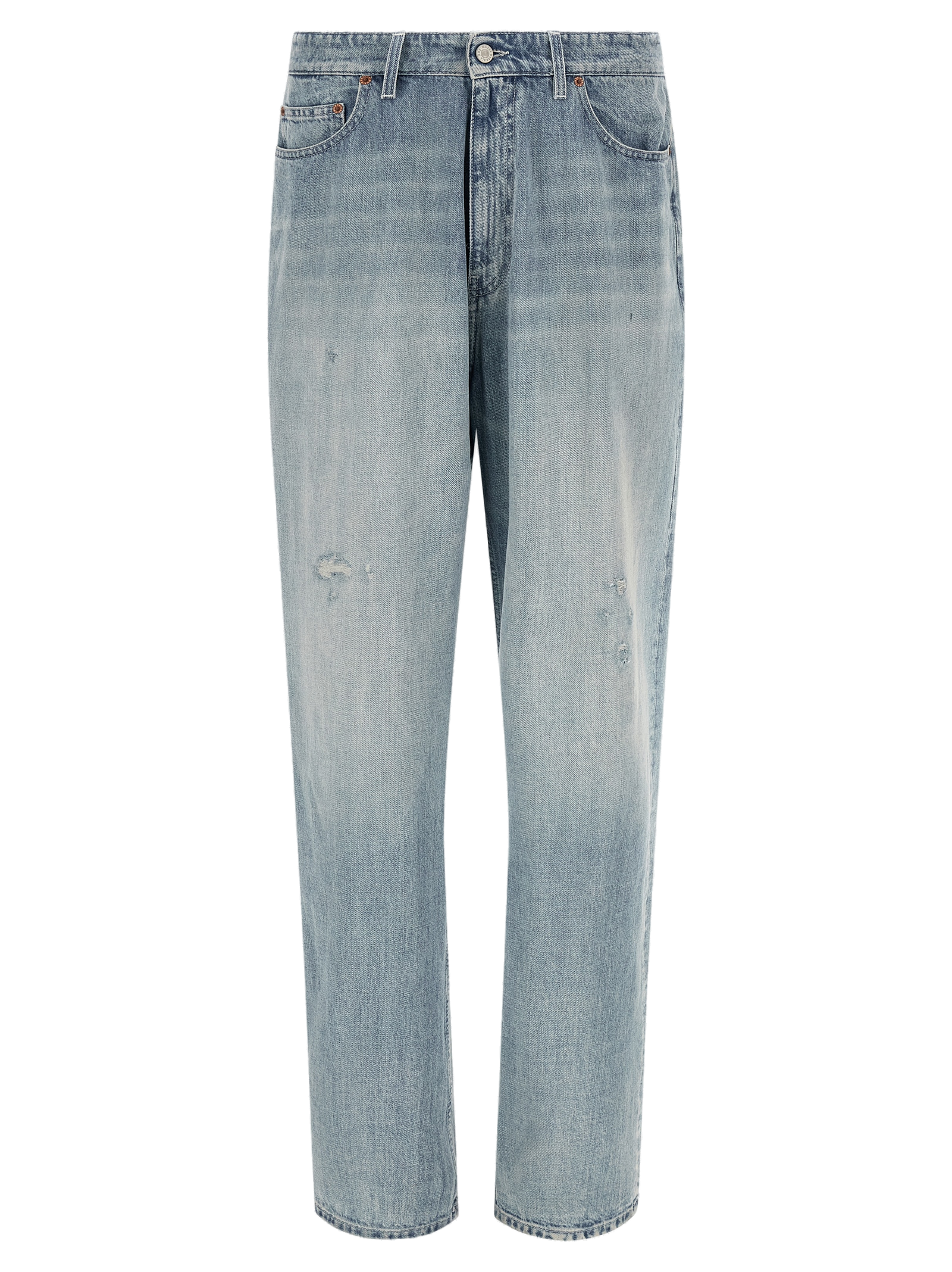 Cotton Straight-Leg Jeans — Blue