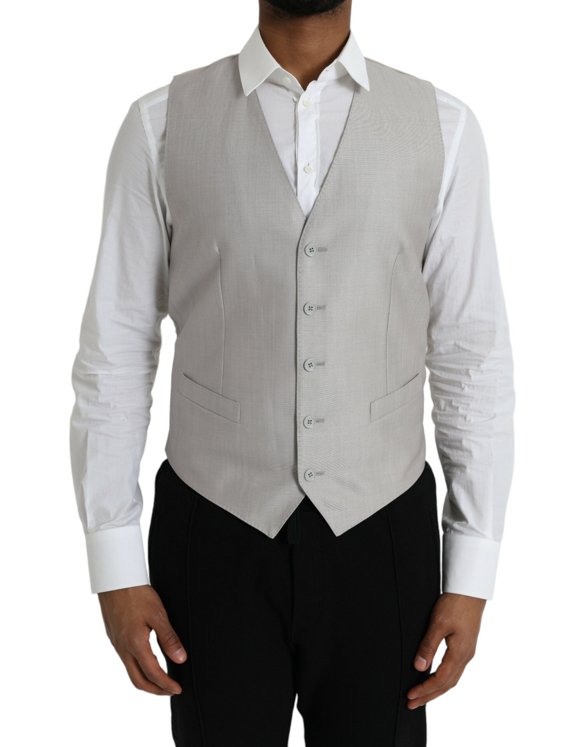 Virgin Wool Formal Dress Waistcoat — Gray