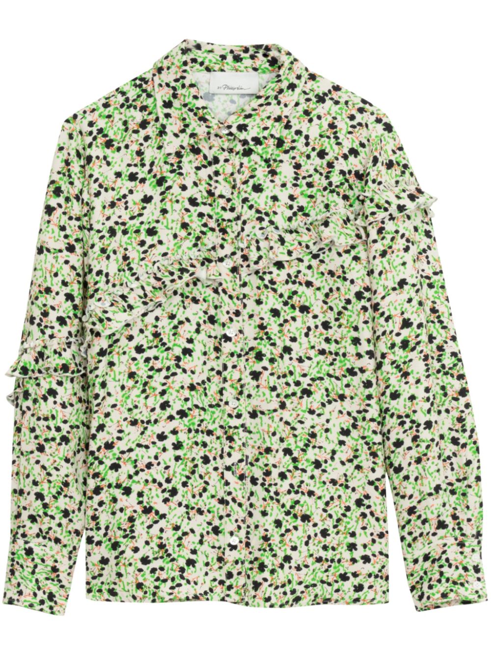 Graphic-print ruffled shirt - Green