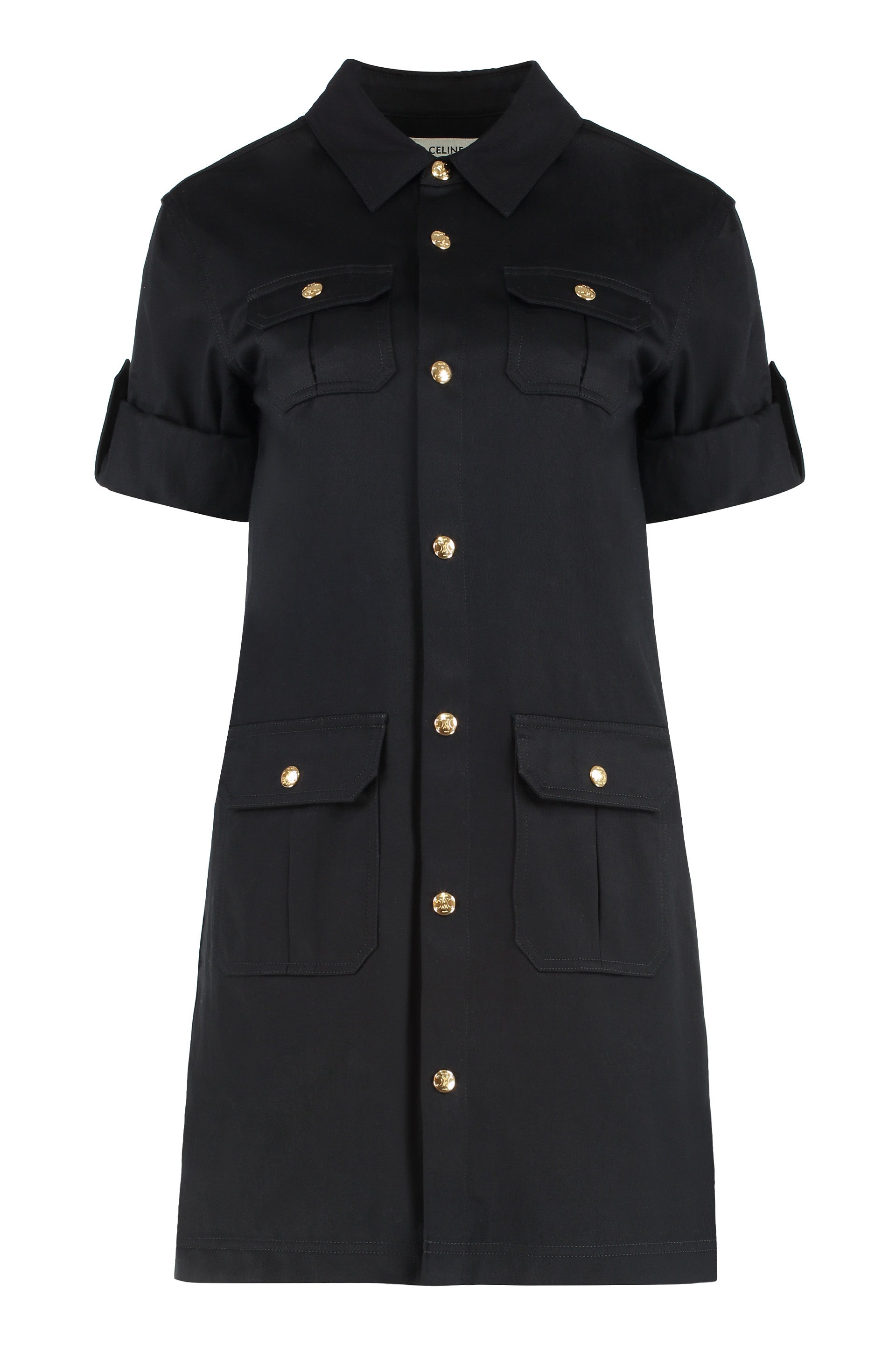 Chic Cotton Shirtdress with Gold-tone Buttons
