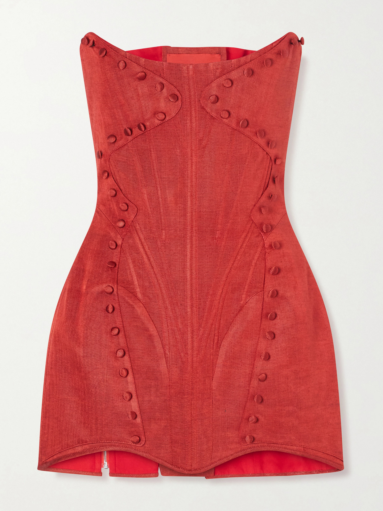 Searching For Me Corseted Silk-faille Mini Dress - Red