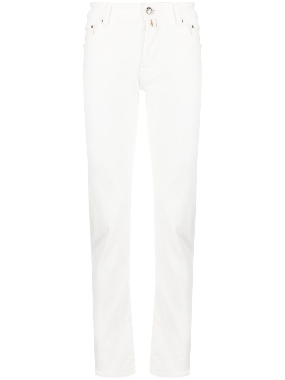 Logo-patch slim-cut trousers - White