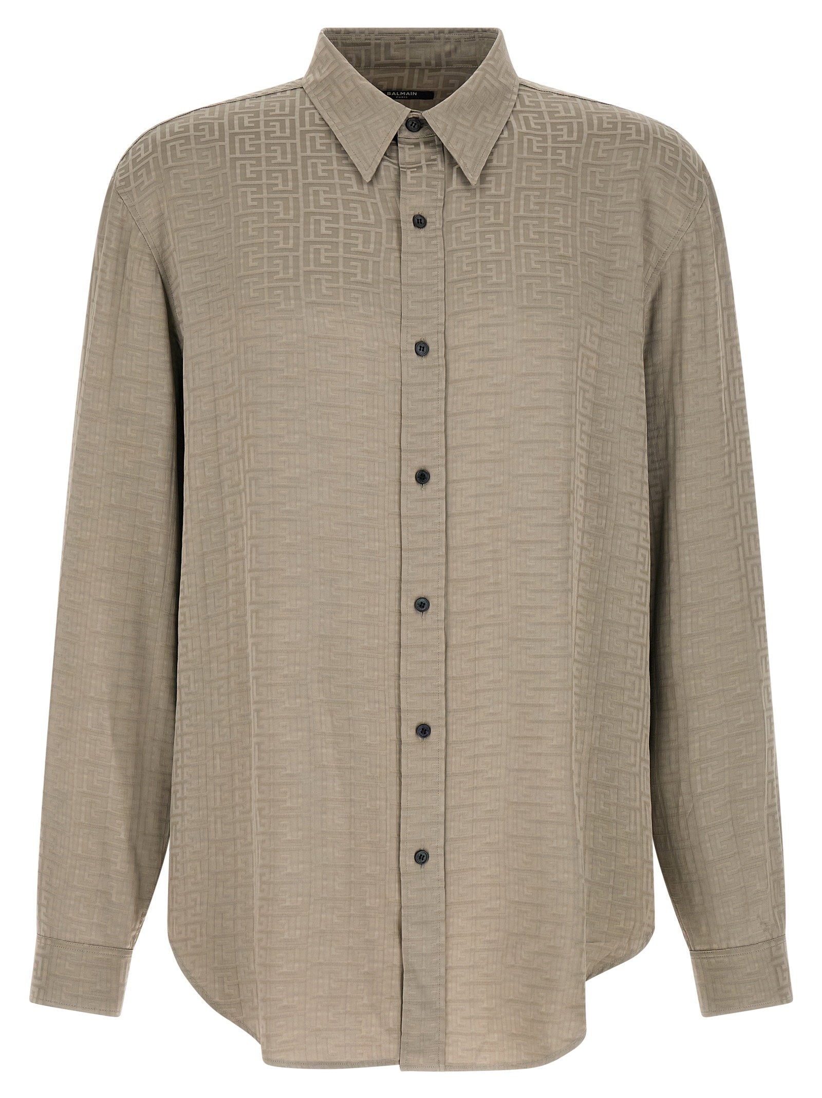 Jacquard Monogram Viscose Shirt — Taupe