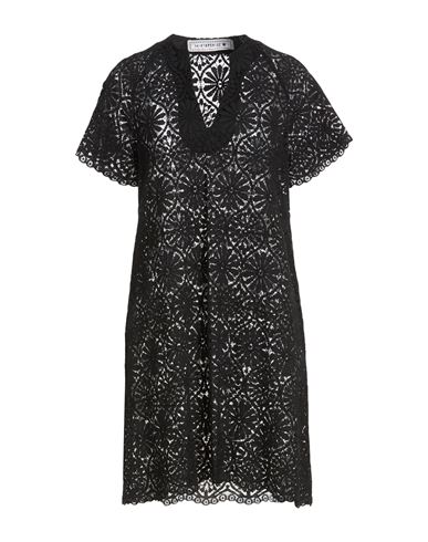 Woman Mini dress Black Size 10 Cotton, Viscose, Polyamide