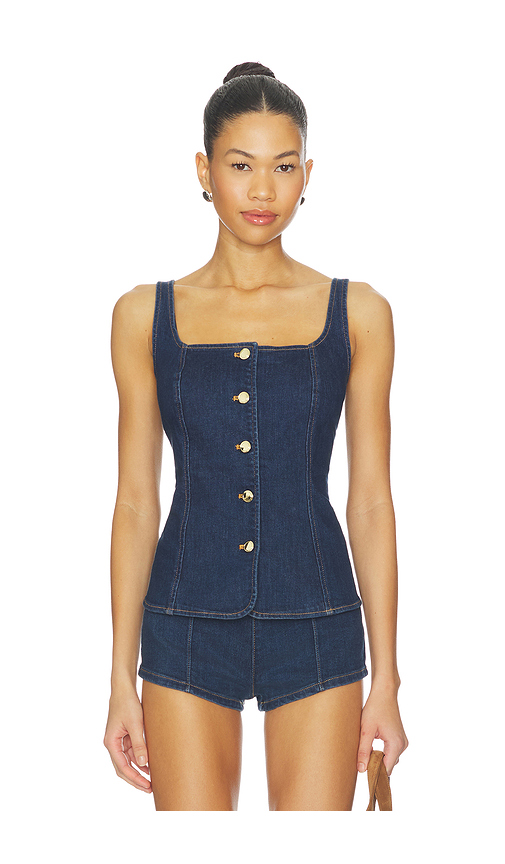 Good American Sleeveless Button Front Denim Top in Blue. - XS also in S