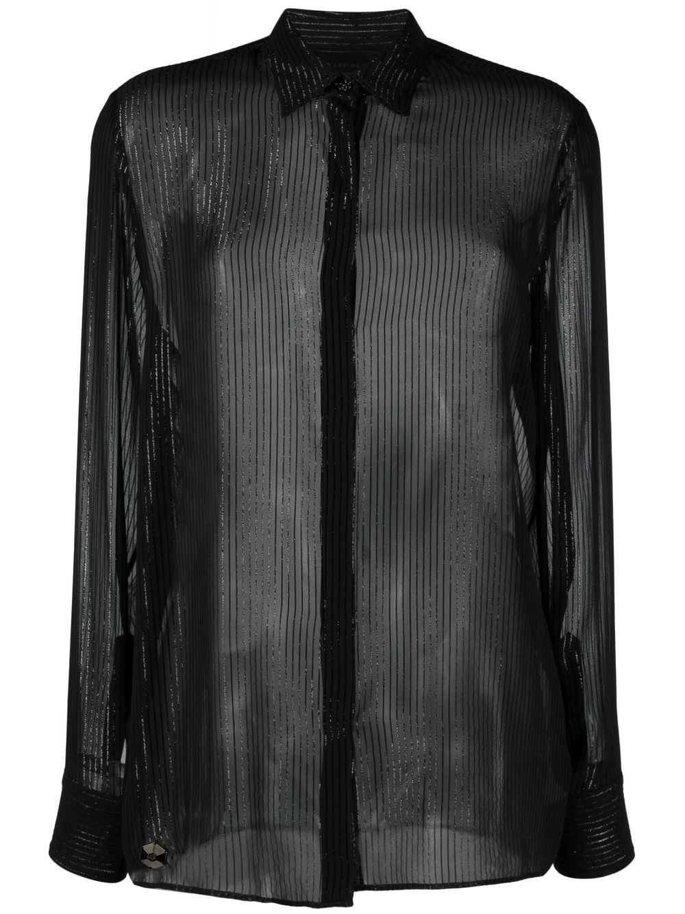 Semi-sheer button-down shirt