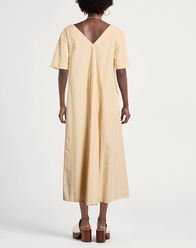 Woman Midi dress Beige Size 10 Cotton