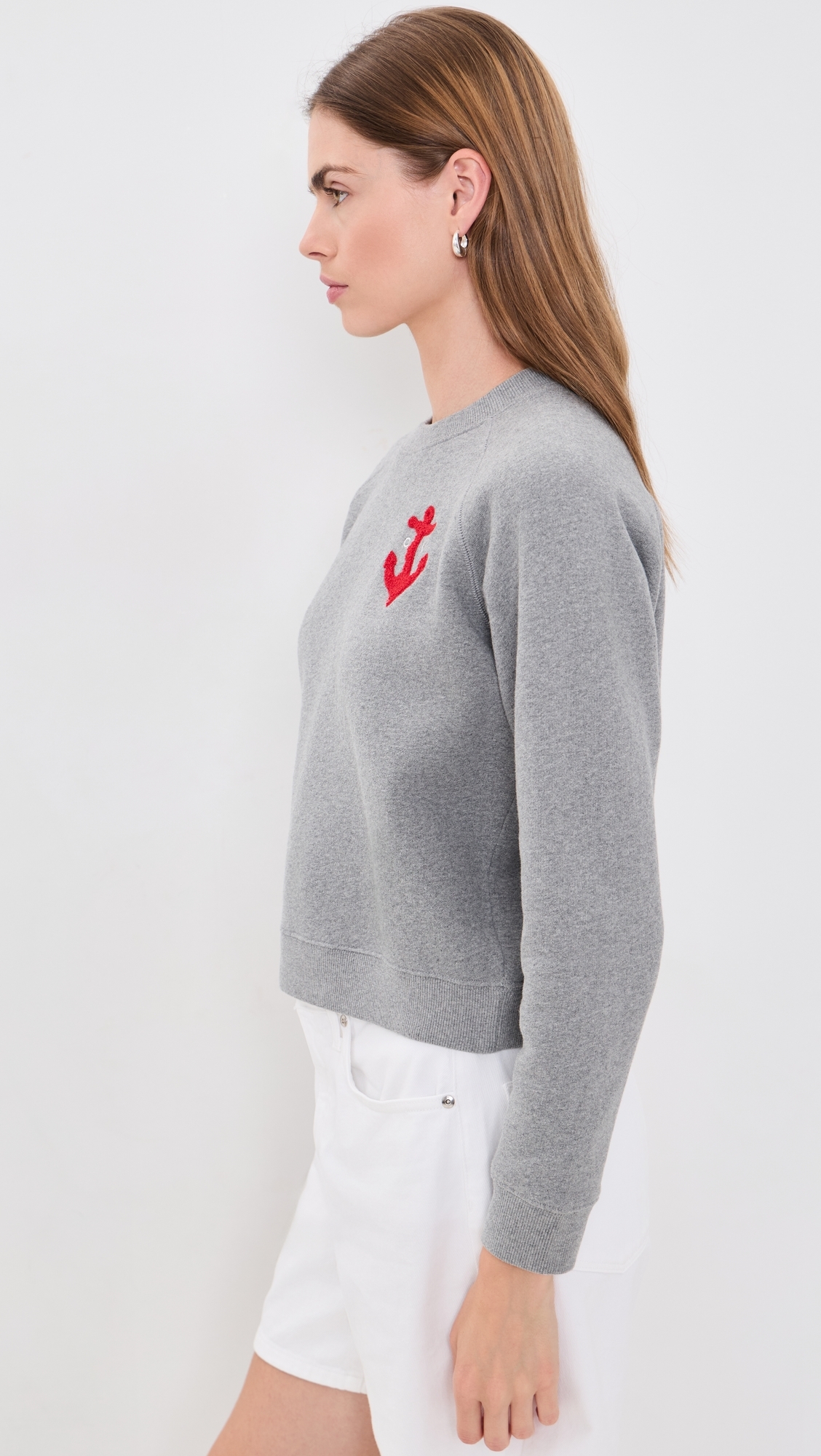 Petit Chenille Anchor Le Court Sweatshirt Grey Melange
