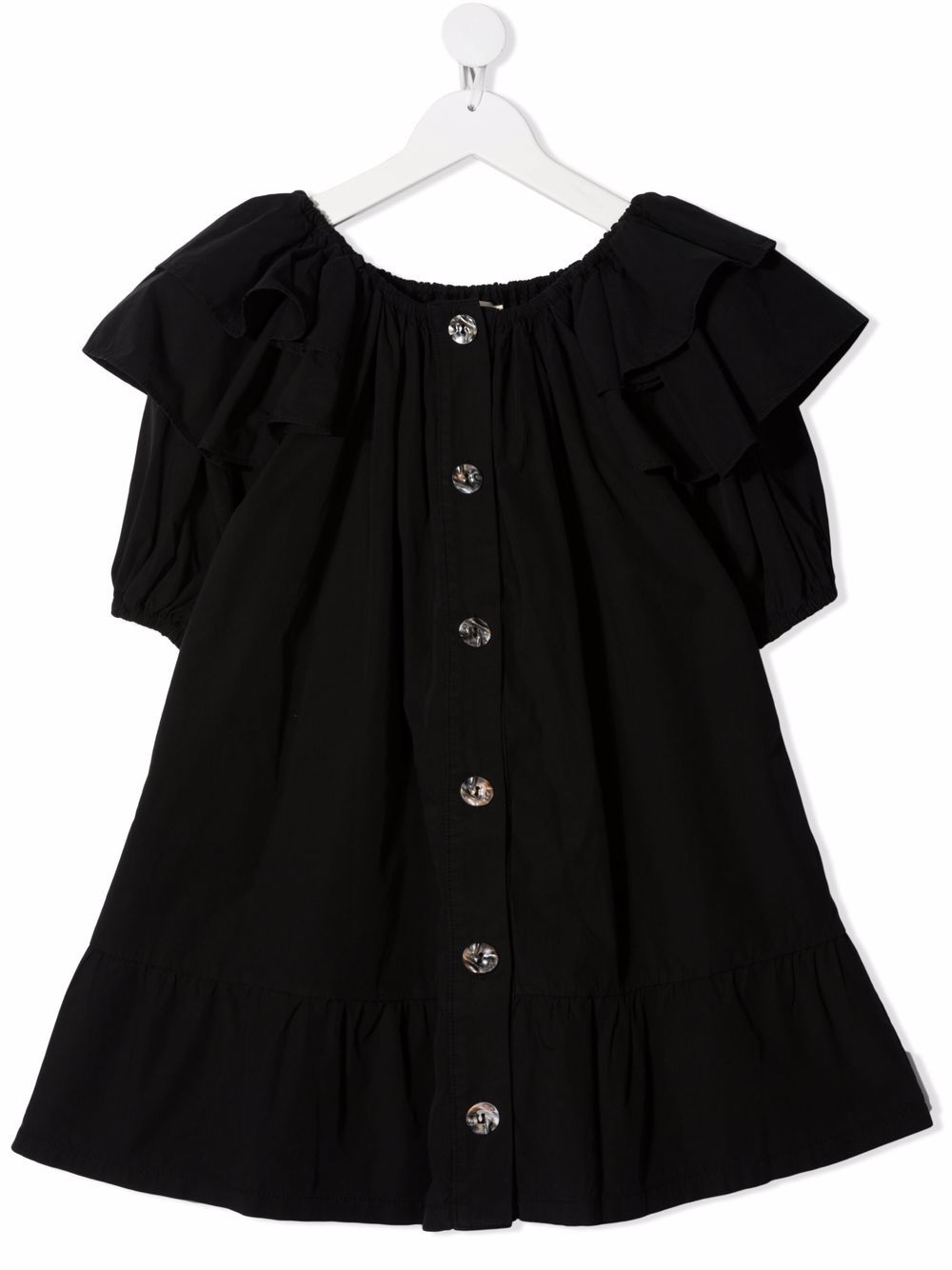 Button-down ruffle dress - Black