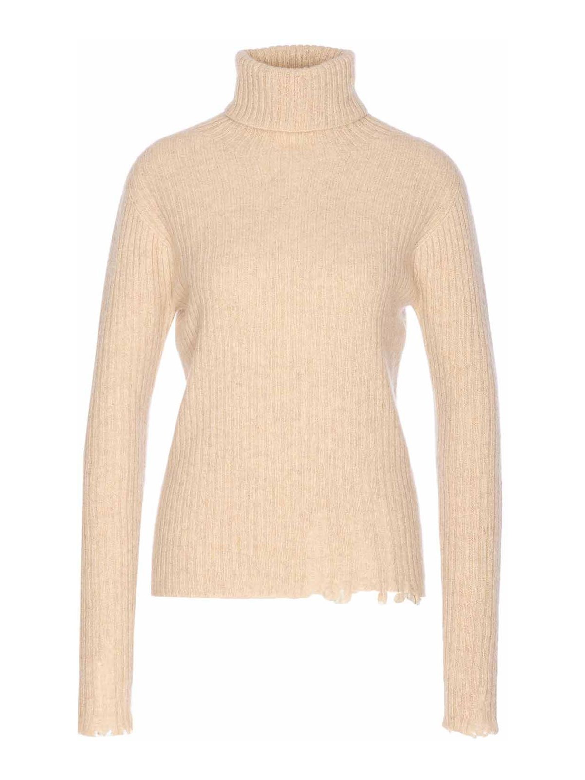 Beige High Neck Rib Top