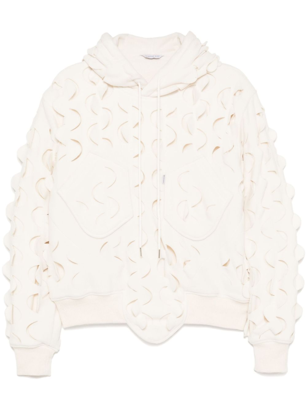 Laser-slashed fleece hoodie - Neutrals