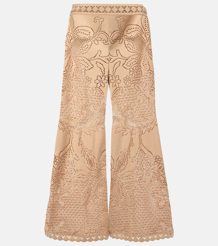 Guipure lace wide-leg pants