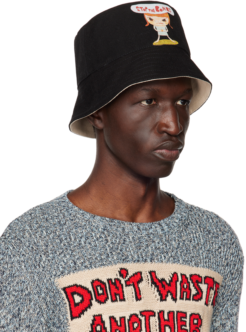 Black Stop the Bomb Sinister Child Bucket Hat