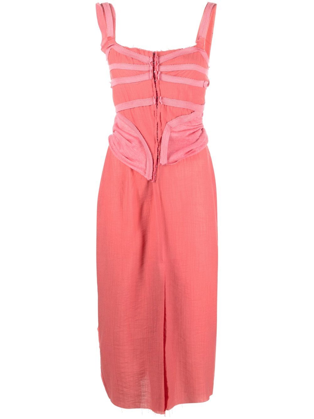 Tape-detail sleeveless midi dress - Pink
