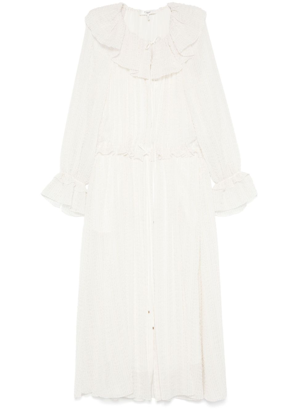 Ruffled lurex midi dress - Neutrals