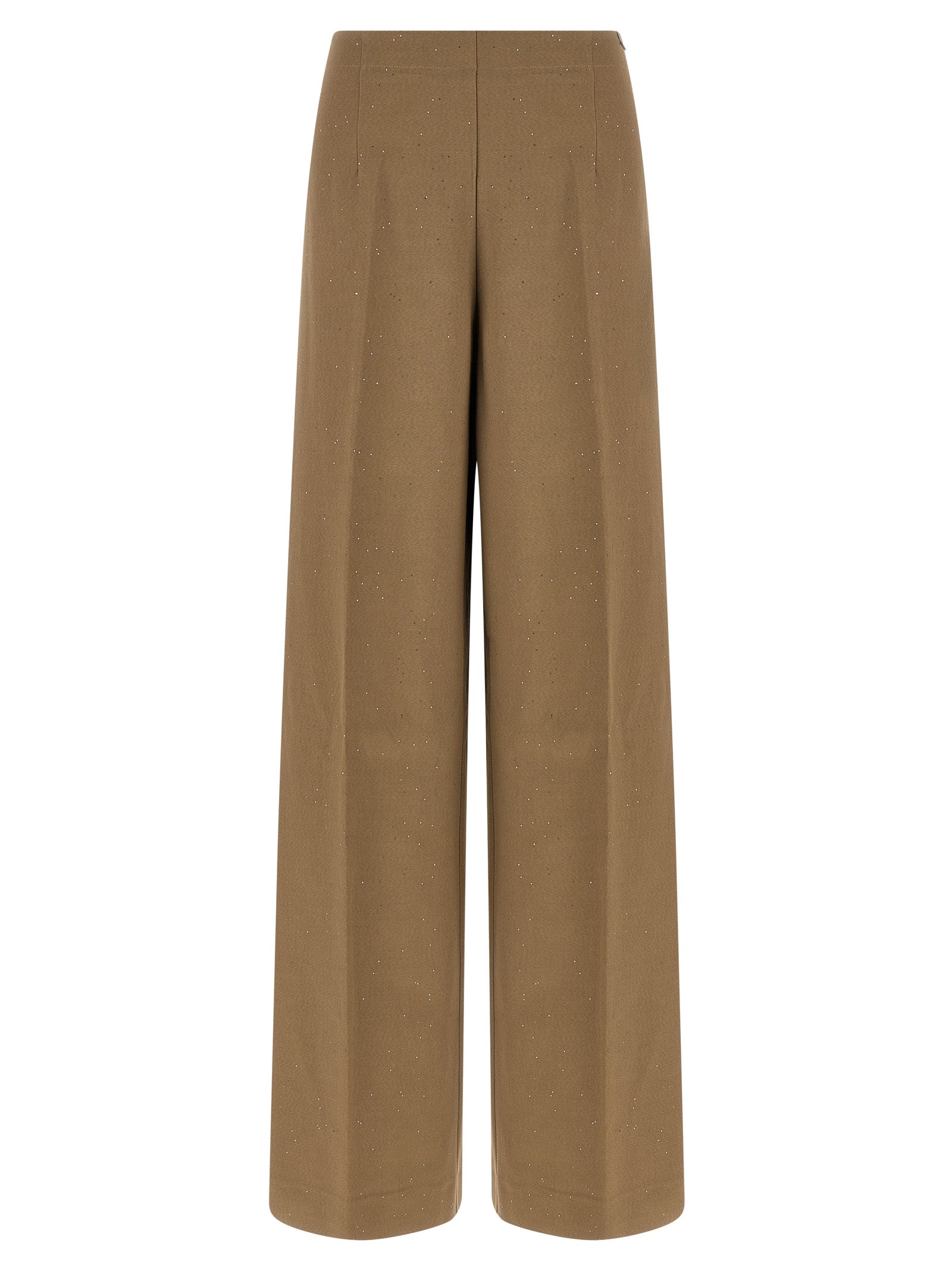 Micro Sequin Viscose Blend Trousers — Brown