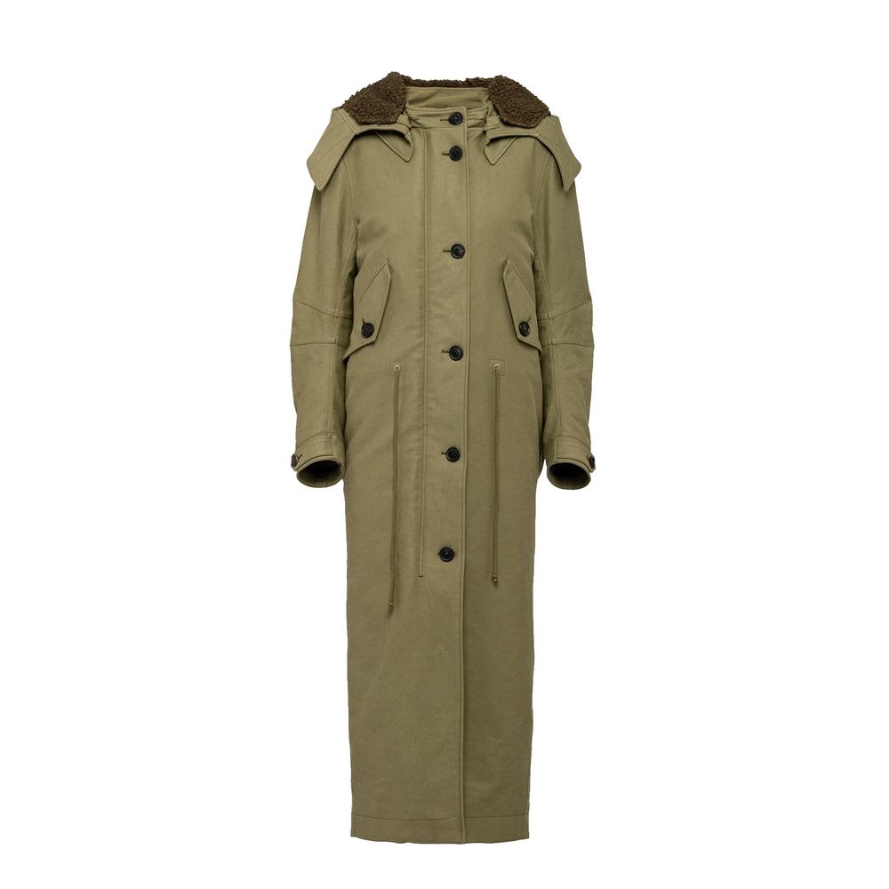 Bicolor Polyamide with Detachable Wool Fleece Hood Coat — Beige