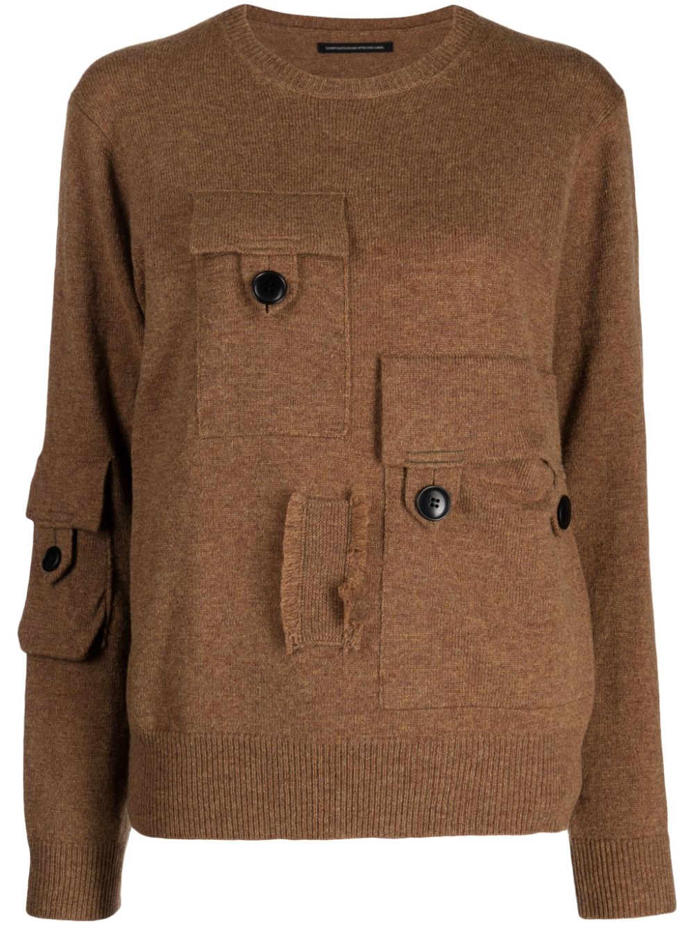 Speckle-knit wool jumper - Brown