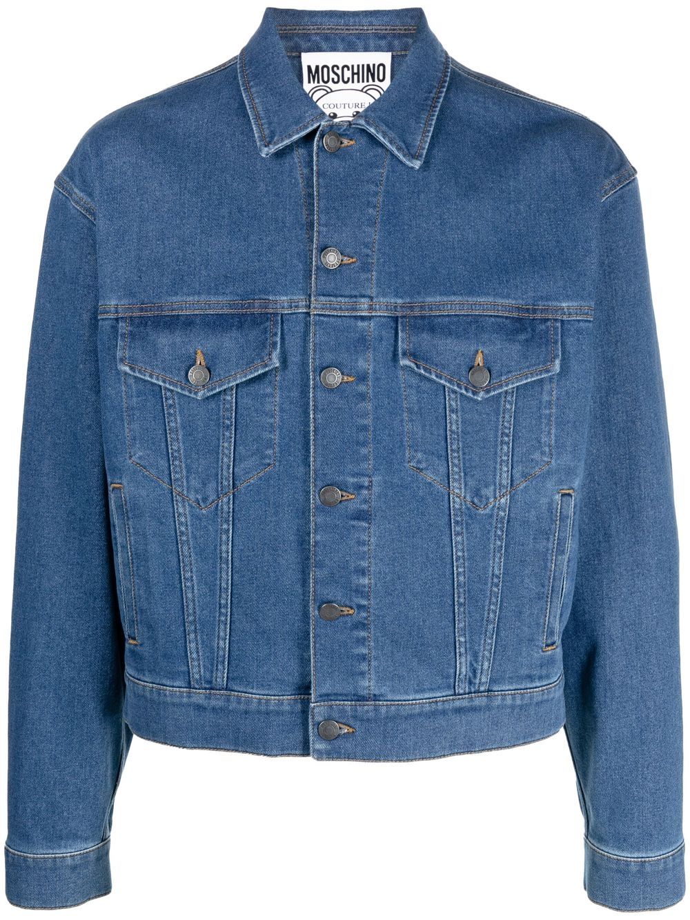 Logo-embroidered denim jacket - Blue
