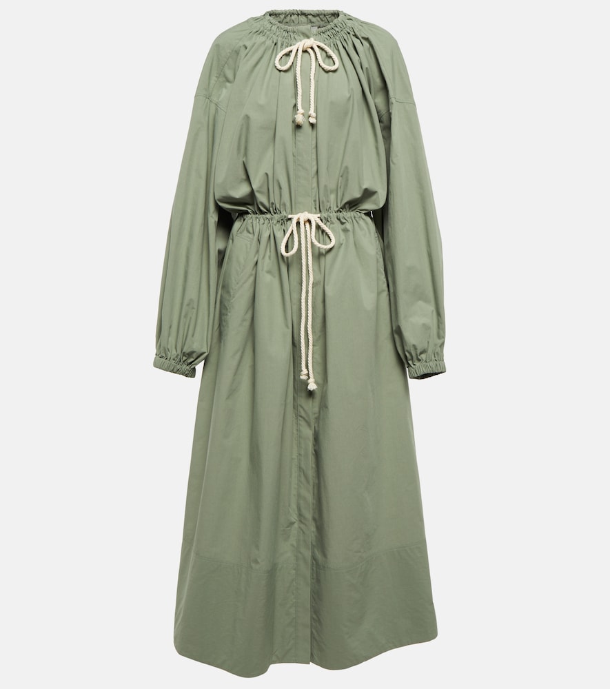 Drawstring poplin maxi dress