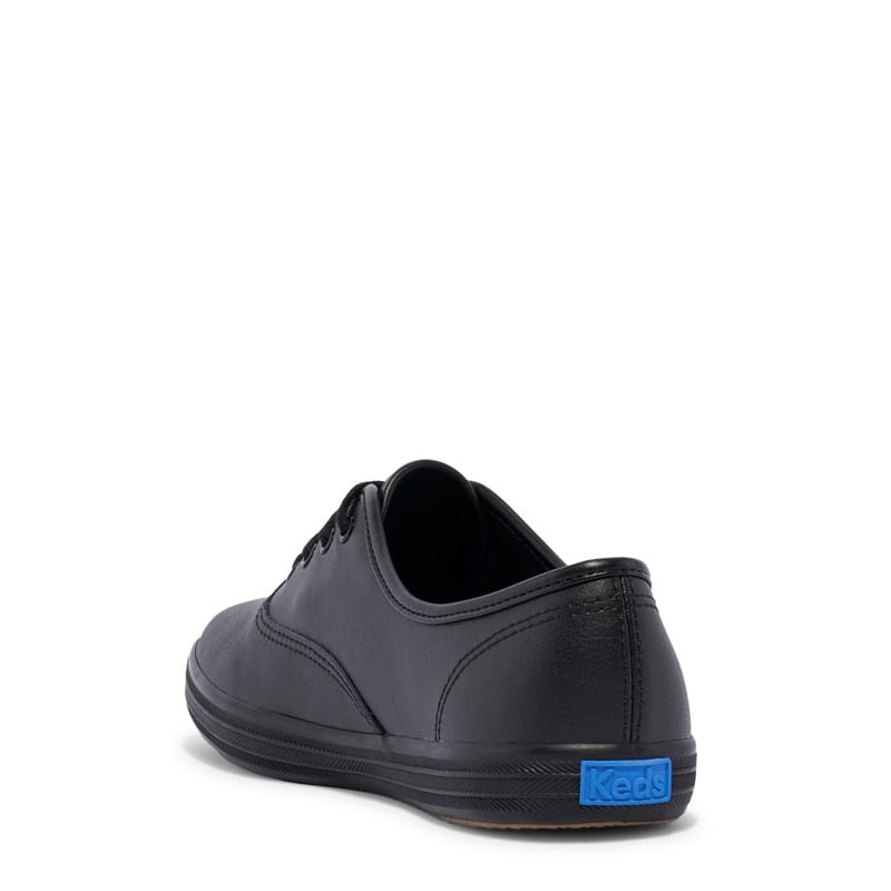 Women's Champion Leather Medium/Wide Sneakers (Black)